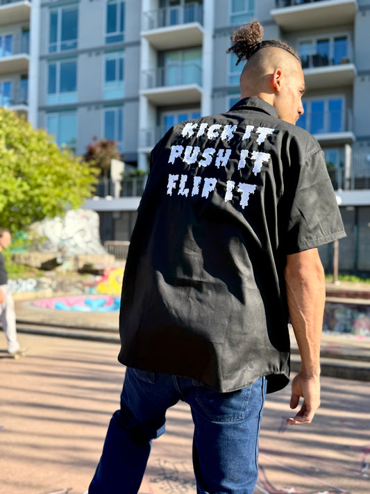 KICK IT, PUSH IT, FLIP IT Utility Shirt
