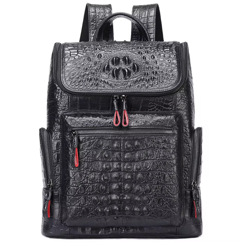 Alligator Embossed Leather Backpack